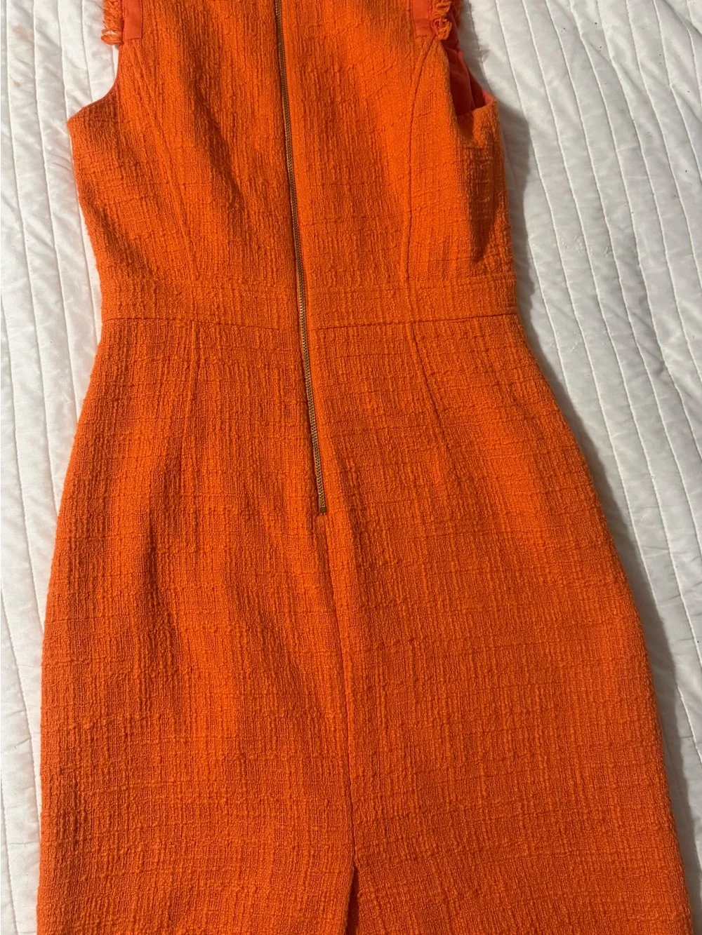 J. Crew Sleeveless Textured Midi Dress in Vibrant Orange